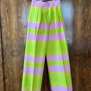 Brandon Maxwell Vibrant Pink and Yellow Pants